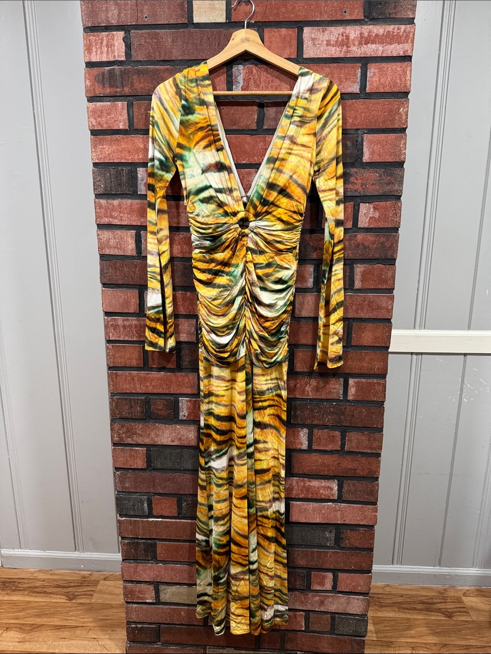 tiger-stripe AFRM Iko dress
